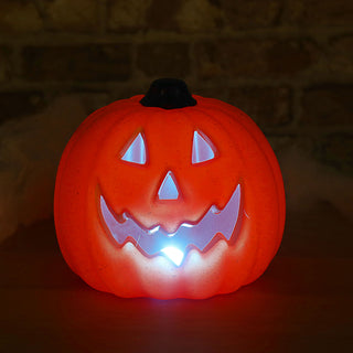 LED Halloween Kürbis Lampe Kunststoff schwarz orange 20x20cm batteriebetrieben rot grün blau blinkend