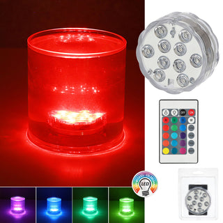 LED Unterwasserlicht Farbwechsel 10 RGB LEDs Ø7m Kunststoff IP68 16 Farben Fernbedienung batteriebetrieben