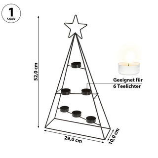 Teelichthalter Tannenbaum Stern für 6 Teelichter 29x52x10cm Eisen Weihnachtsbaum-Kerzenständer Metallkerzenhalter