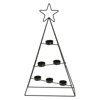 Teelichthalter Tannenbaum Stern für 6 Teelichter 29x52x10cm Eisen Weihnachtsbaum-Kerzenständer Metallkerzenhalter