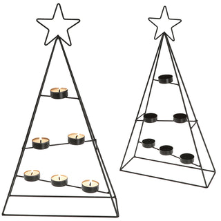 Teelichthalter Tannenbaum Stern für 6 Teelichter 29x52x10cm Eisen Weihnachtsbaum-Kerzenständer Metallkerzenhalter