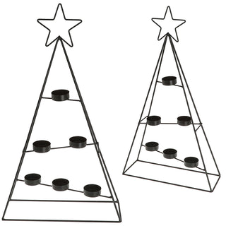 Teelichthalter Tannenbaum Stern für 6 Teelichter 29x52x10cm Eisen Weihnachtsbaum-Kerzenständer Metallkerzenhalter