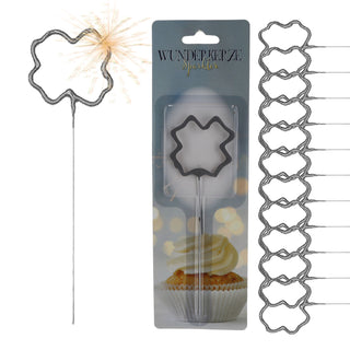 12x Wunderkerze 0-9/Kleeblatt/Stern/Herz 18cm Brenndauer 30-35 sek. Feuerwerkskörper Tortenstecker Partydeko Sternspitzer