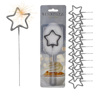 12x Wunderkerze 0-9/Kleeblatt/Stern/Herz 18cm Brenndauer 30-35 sek. Feuerwerkskörper Tortenstecker Partydeko Sternspitzer