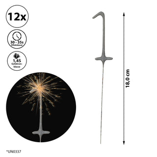 12x Wunderkerze 0-9/Kleeblatt/Stern/Herz 18cm Brenndauer 30-35 sek. Feuerwerkskörper Tortenstecker Partydeko Sternspitzer
