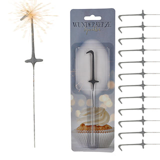 12x Wunderkerze 0-9/Kleeblatt/Stern/Herz 18cm Brenndauer 30-35 sek. Feuerwerkskörper Tortenstecker Partydeko Sternspitzer