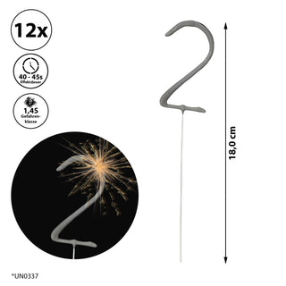 12x Wunderkerze 0-9/Kleeblatt/Stern/Herz 18cm Brenndauer 30-35 sek. Feuerwerkskörper Tortenstecker Partydeko Sternspitzer