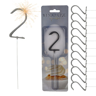 12x Wunderkerze 0-9/Kleeblatt/Stern/Herz 18cm Brenndauer 30-35 sek. Feuerwerkskörper Tortenstecker Partydeko Sternspitzer