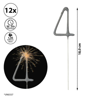 12x Wunderkerze 0-9/Kleeblatt/Stern/Herz 18cm Brenndauer 30-35 sek. Feuerwerkskörper Tortenstecker Partydeko Sternspitzer