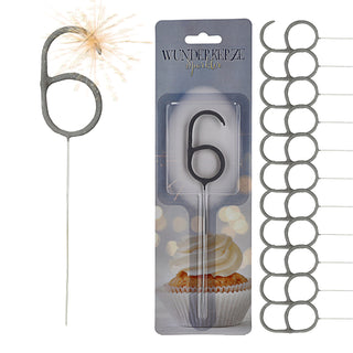 12x Wunderkerze 0-9/Kleeblatt/Stern/Herz 18cm Brenndauer 30-35 sek. Feuerwerkskörper Tortenstecker Partydeko Sternspitzer