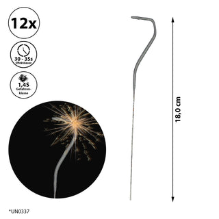 12x Wunderkerze 0-9/Kleeblatt/Stern/Herz 18cm Brenndauer 30-35 sek. Feuerwerkskörper Tortenstecker Partydeko Sternspitzer