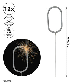 12x Wunderkerze 0-9/Kleeblatt/Stern/Herz 18cm Brenndauer 30-35 sek. Feuerwerkskörper Tortenstecker Partydeko Sternspitzer