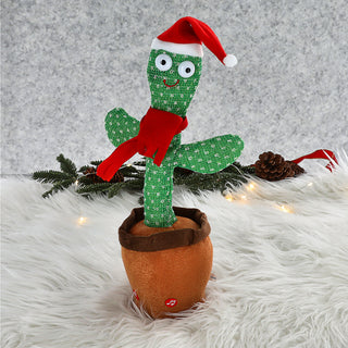 Kaktus Sound Bewegung Xmas-Design Polyester 16x30x11cm 60 verschiedene Songs Lichteffekt Bewegung Aufnahme- und Wiedergabefunktion An-/Ausschalter batteriebetrieben