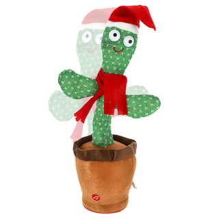 Kaktus Sound Bewegung Xmas-Design Polyester 16x30x11cm 60 verschiedene Songs Lichteffekt Bewegung Aufnahme- und Wiedergabefunktion An-/Ausschalter batteriebetrieben
