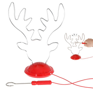 Partyspiel 'Heißer Draht' Rentier 17x22x9,5cm Eisen Kunststoff Blitzlicht Sound Weihnachten Spießspaß Wichtelgeschenk