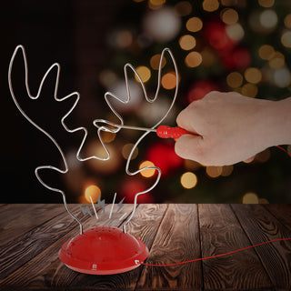 Partyspiel 'Heißer Draht' Rentier 17x22x9,5cm Eisen Kunststoff Blitzlicht Sound Weihnachten Spießspaß Wichtelgeschenk