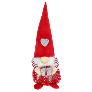 Wichtel mit Geschenk 12x40cm Polyester Sand Weihnachtswichtel Zwerg Adventsdeko Weihnachtsdeko Gnom Dekofigur Plüschfigur