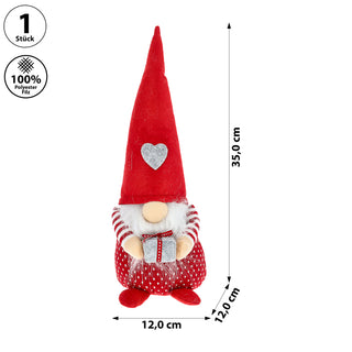 Wichtel mit Geschenk 12x40cm Polyester Sand Weihnachtswichtel Zwerg Adventsdeko Weihnachtsdeko Gnom Dekofigur Plüschfigur