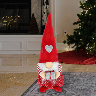 Wichtel mit Geschenk 12x40cm Polyester Sand Weihnachtswichtel Zwerg Adventsdeko Weihnachtsdeko Gnom Dekofigur Plüschfigur