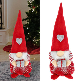 Wichtel mit Geschenk 12x40cm Polyester Sand Weihnachtswichtel Zwerg Adventsdeko Weihnachtsdeko Gnom Dekofigur Plüschfigur