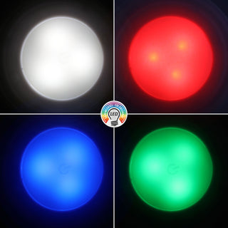 LED Leuchten 5er Set zum Kleben weiß RGB 12 Farben Ø7cm Kunststoff Touch-Schalter Fernbedienung Timerfunktion batteriebetrieben Nachtlicht