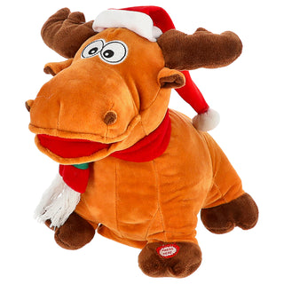 Elch interaktiv Sound Bewegung H27cm ABS PP Polyester Weihnachtselch Zwerg Adventsdeko Weihnachtsdeko An-/Ausschalter