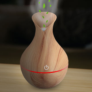 Aroma Diffusor LED Beleuchtung Farbwechsel USB-Kabel Holzoptik 10x15cm Tank 130ml Wellness Luftbefeuchtung Aromatherapie