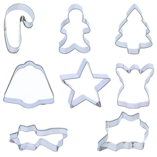 Keksausstecher Xmas 8er Set Edelstahl 7cm Komet Stern Engel Tannenbaum Schneemann Glocke Stock Weihnachten Ausstecher Ausstechform