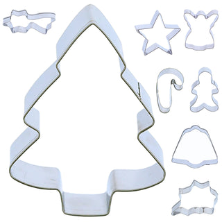 Keksausstecher Xmas 8er Set Edelstahl 7cm Komet Stern Engel Tannenbaum Schneemann Glocke Stock Weihnachten Ausstecher Ausstechform