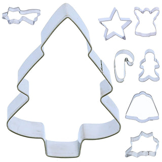 Keksausstecher Xmas 8er Set Edelstahl 7cm Komet Stern Engel Tannenbaum Schneemann Glocke Stock Weihnachten Ausstecher Ausstechform
