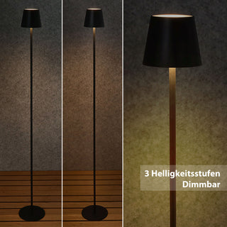 LED Stehleuchte weiß/schwarz 27 LEDs 10x120cm USB zu USB-C Ladekabel Touchfunktion stufenlos dimmbar warmweiß Stehlampe