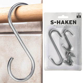 12/144x S-Haken Set 3 Größen Eisen silber Doppelhaken Metallhaken s-förmig Haken zum Aufhängen
