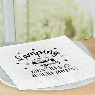 Servietten 'Camping' 2 Motive 80er Set 33x33cm 3-lagig Papierserviette stoffähnlich Wohnwagen Campingmobil