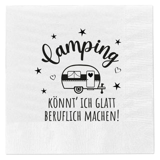 Servietten 'Camping' 2 Motive 80er Set 33x33cm 3-lagig Papierserviette stoffähnlich Wohnwagen Campingmobil