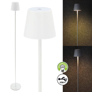 LED Stehleuchte weiß/schwarz 27 LEDs 10x120cm USB zu USB-C Ladekabel Touchfunktion stufenlos dimmbar warmweiß Stehlampe