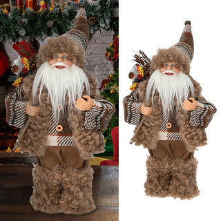 Weihnachtsmann Figur mit Bündel braun 20x30x10cm Polyester PE Vinyl Weihnachtsmannpuppe Dekoration
