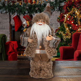 Weihnachtsmann Figur mit Bündel braun 20x30x10cm Polyester PE Vinyl Weihnachtsmannpuppe Dekoration