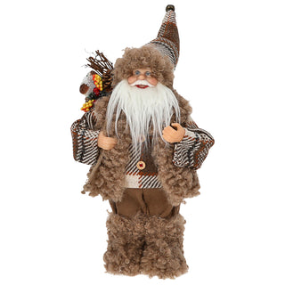 Weihnachtsmann Figur mit Bündel braun 20x30x10cm Polyester PE Vinyl Weihnachtsmannpuppe Dekoration