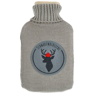 Wärmflasche Schwarzwaldliebe/Heimatliebe/Heimathafen 20x32,5x5cm grau Polyacryl Polyester Kautschuk Bettflasche Thermophor Füllmenge 1,5 Liter
