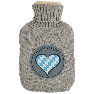 Wärmflasche Schwarzwaldliebe/Heimatliebe/Heimathafen 20x32,5x5cm grau Polyacryl Polyester Kautschuk Bettflasche Thermophor Füllmenge 1,5 Liter