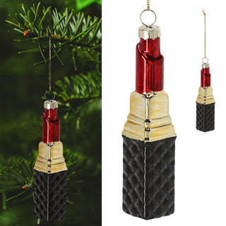 Christbaumschmuck Lippenstift Glas 12x2,6cm bunt Baumschmuck Anhänger Weihnachtsschmuck