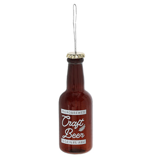 Christbaumschmuck Bierflasche 'Craftbeer' Glas 13x4,5cm braun weiß Baumschmuck Anhänger Weihnachtsschmuck