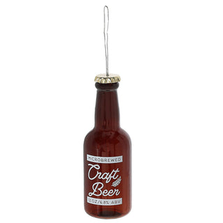 Christbaumschmuck Bierflasche 'Craftbeer' Glas 13x4,5cm braun weiß Baumschmuck Anhänger Weihnachtsschmuck