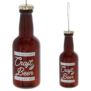 Christbaumschmuck Bierflasche 'Craftbeer' Glas 13x4,5cm braun weiß Baumschmuck Anhänger Weihnachtsschmuck