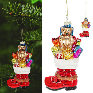 Christbaumschmuck Nikolausstiefel Geschenke Glas 6x12x4cm bunt Baumschmuck Anhänger Weihnachtsschmuck