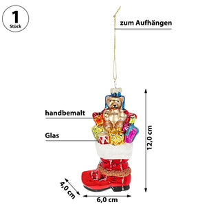 Christbaumschmuck Nikolausstiefel Geschenke Glas 6x12x4cm bunt Baumschmuck Anhänger Weihnachtsschmuck