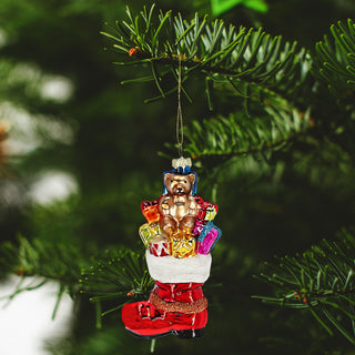 Christbaumschmuck Nikolausstiefel Geschenke Glas 6x12x4cm bunt Baumschmuck Anhänger Weihnachtsschmuck