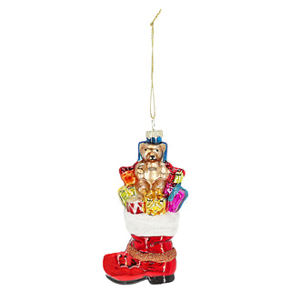 Christbaumschmuck Nikolausstiefel Geschenke Glas 6x12x4cm bunt Baumschmuck Anhänger Weihnachtsschmuck