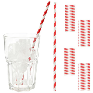 Trinkhalm 40er Set 20x0,6cm Papier rot weiß gestreift StrohhalmPapierstrohhalme Weihnachtsdesign Zuckerstangen-Look