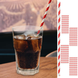 Trinkhalm 40er Set 20x0,6cm Papier rot weiß gestreift StrohhalmPapierstrohhalme Weihnachtsdesign Zuckerstangen-Look